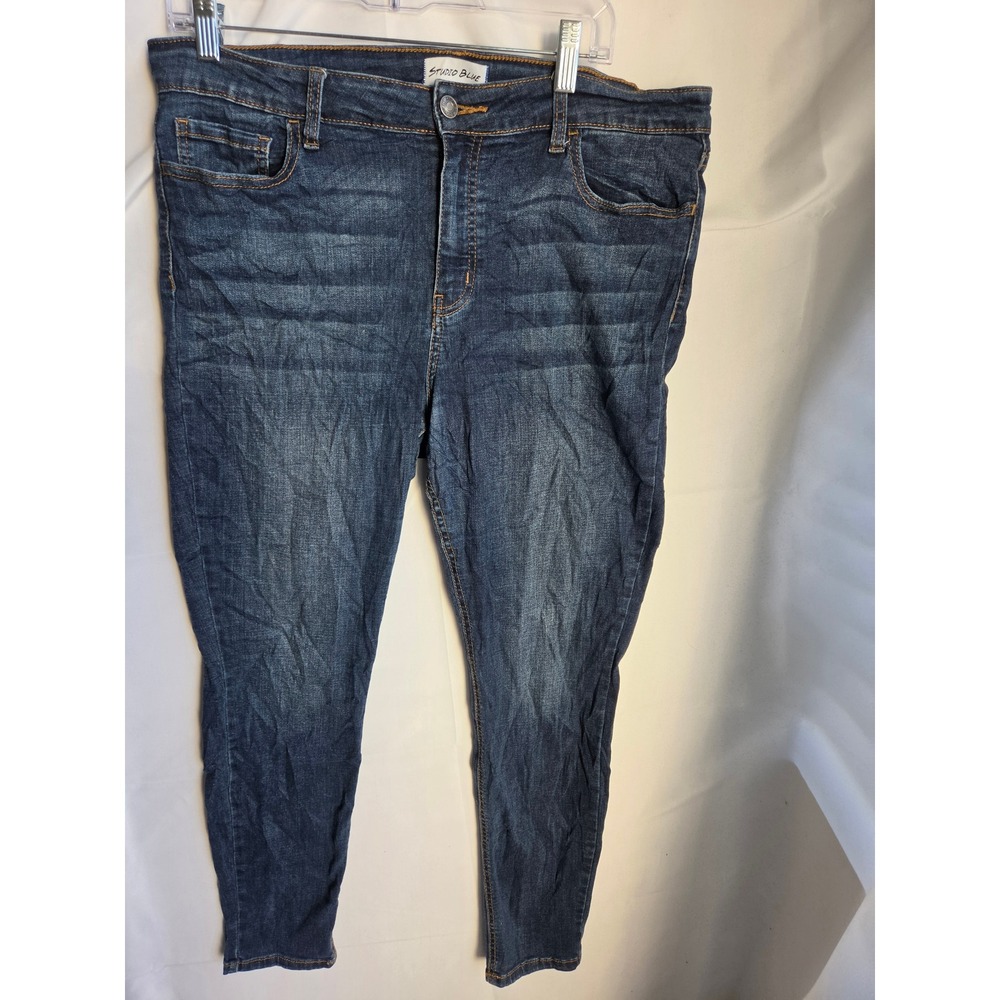 Studio Blue Jeans Womens Blue Dark Wash Skinny High Rise Tapered